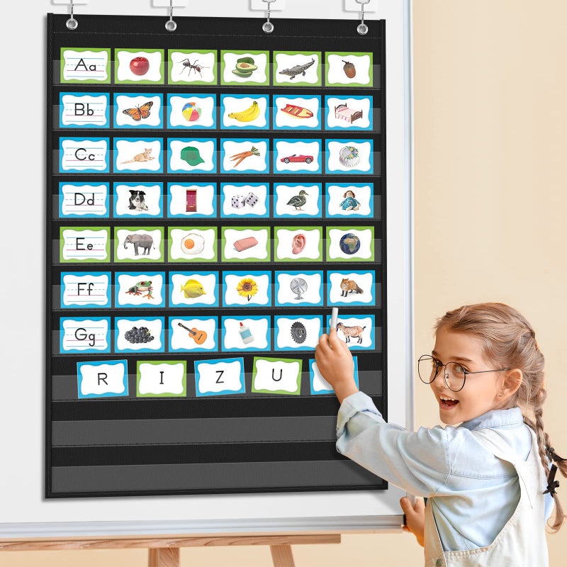 EAMAY Standard Pocket Charts, Clear 10 Pocket Chart for Teacher Lessons in a Classroom or Home Use â€“ Fits Standard 3â€ Sentence Strips and Word Cards, Black - Image 2